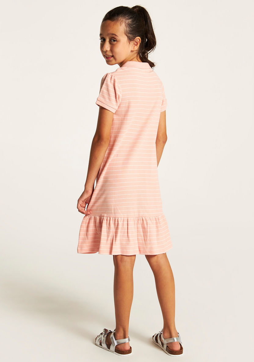 Juniors Striped Drop Waist Dress with Short Sleeves-Dresses, Gowns & Frocks-image-3