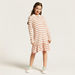 Juniors Striped Polo Dress with Long Sleeves and Flounce Hem-Dresses%2C Gowns and Frocks-thumbnail-0