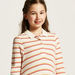 Juniors Striped Polo Dress with Long Sleeves and Flounce Hem-Dresses%2C Gowns and Frocks-thumbnailMobile-1