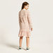 Juniors Striped Polo Dress with Long Sleeves and Flounce Hem-Dresses%2C Gowns and Frocks-thumbnail-3