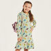 Juniors Printed Long Sleeves Dress with Drop Waist and Collar-Dresses%2C Gowns and Frocks-thumbnail-0