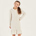 Juniors Polka Dot Print Long Sleeves Dress with Drop Waist and Collar-Dresses%2C Gowns and Frocks-thumbnailMobile-1