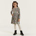 Juniors Floral Print A-line Dress with Long Sleeves and Round Neck-Dresses%2C Gowns and Frocks-thumbnailMobile-0