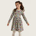 Juniors Floral Print A-line Dress with Long Sleeves and Round Neck-Dresses%2C Gowns and Frocks-thumbnail-2