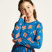 Juniors Floral Print Dress with Round Neck and Long Sleeves-Dresses%2C Gowns and Frocks-thumbnail-1