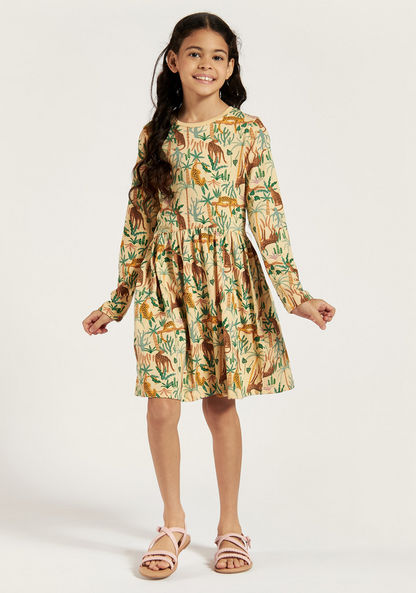 Juniors Printed A-line Dress with Long Sleeves - Set of 3-Dresses%2C Gowns and Frocks-image-1
