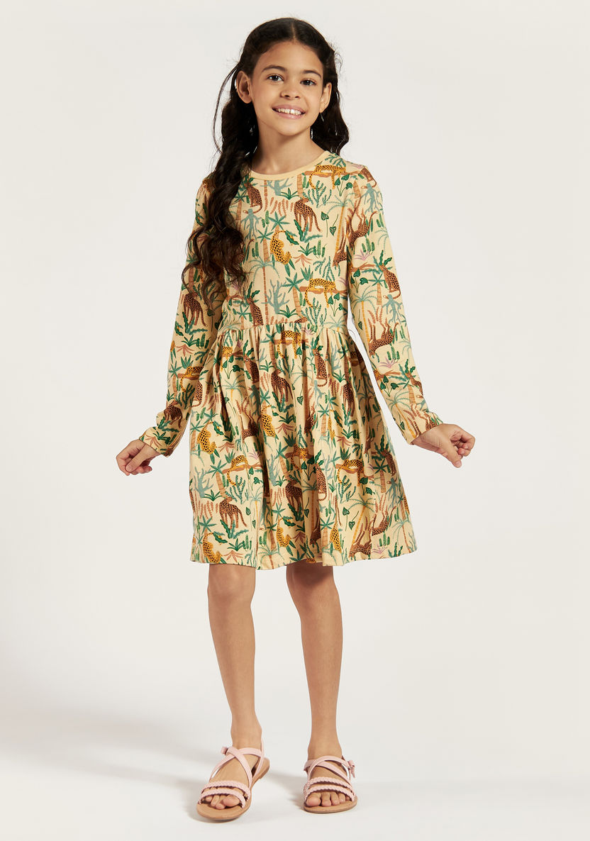 Juniors Printed A-line Dress with Long Sleeves - Set of 3-Dresses, Gowns & Frocks-image-1