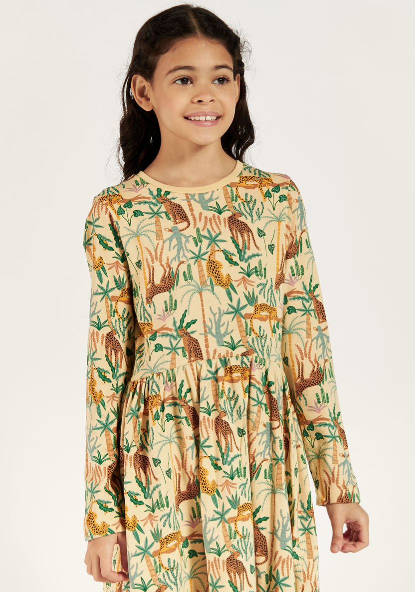 Juniors Printed A-line Dress with Long Sleeves - Set of 3-Dresses, Gowns & Frocks-image-2