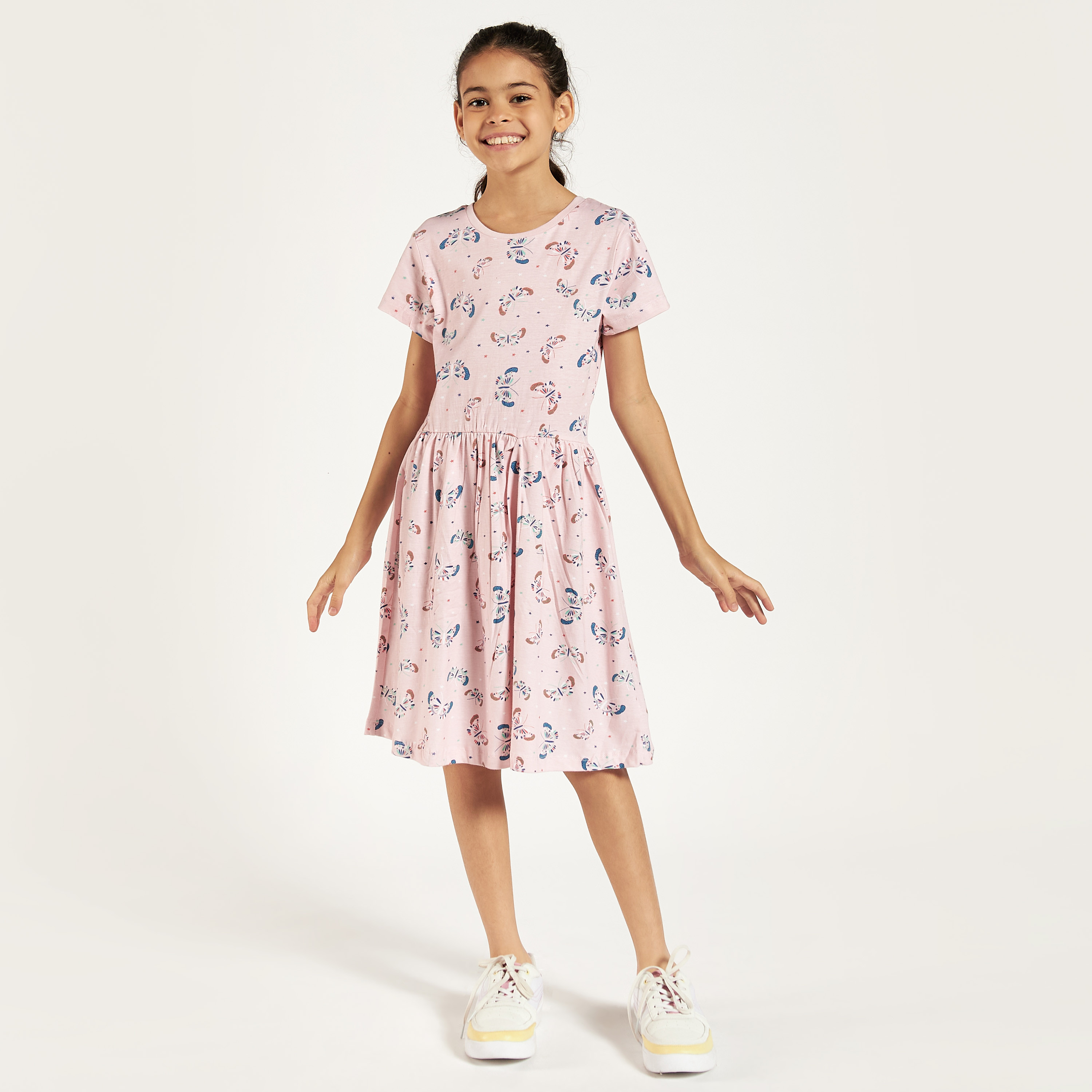 Juniors Printed Round Neck Dress - Set of 3-girls-clothing-multipacks-image-10