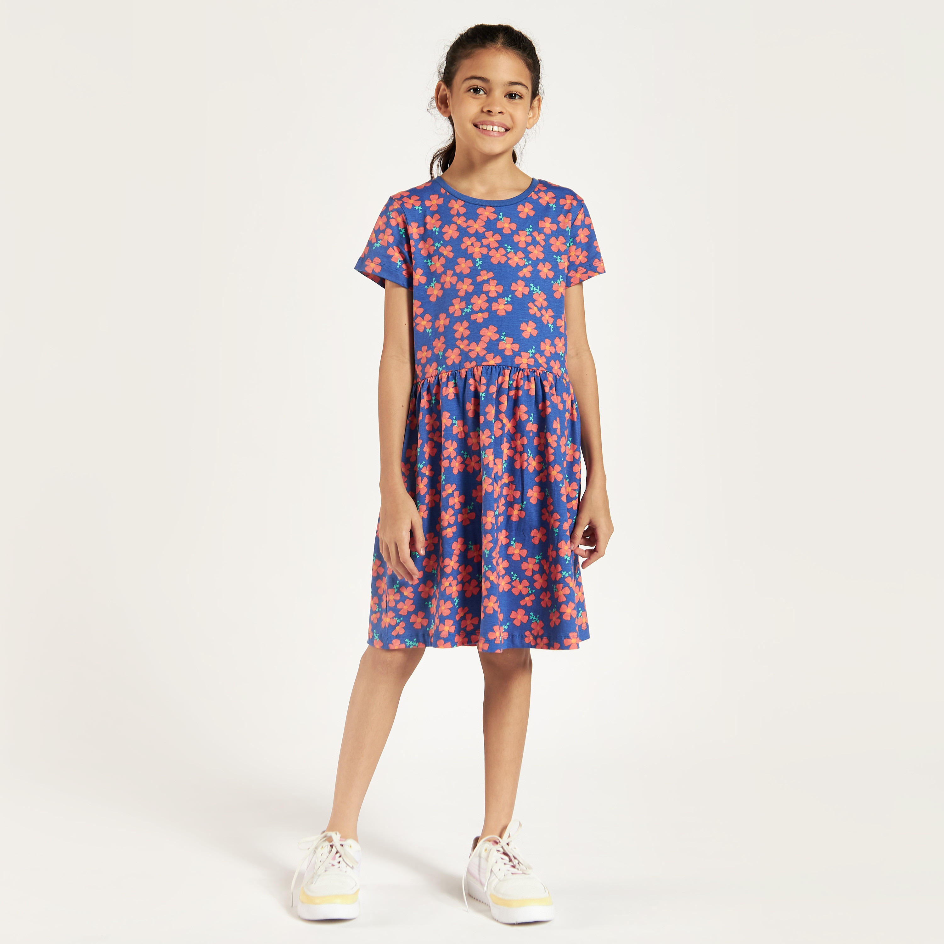 Juniors Printed Round Neck Dress - Set of 3-girls-clothing-multipacks-image-2