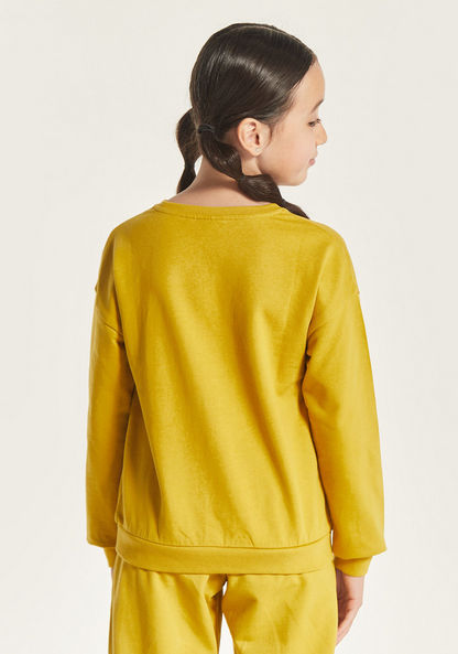 Juniors Typographic Print Sweatshirt with Round Neck and Long Sleeves-Sweatshirts-image-3