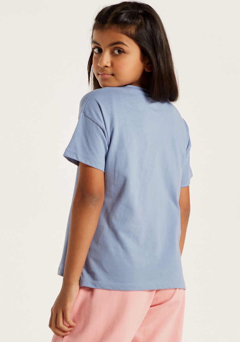 Juniors Sequinned T-shirt with Short Sleeves and Round Neck-T Shirts-image-3