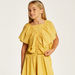 Juniors Solid Top with Ruffle Detail and Short Sleeves-Blouses-thumbnailMobile-1