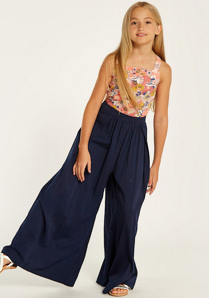 Juniors Solid Palazzo Pants with Elasticated Waistband