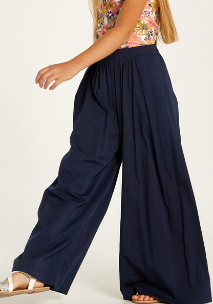 Juniors Solid Palazzo Pants with Elasticated Waistband-Pants-image-2