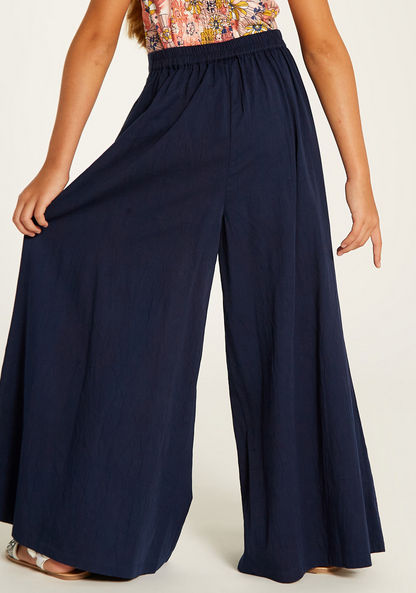 Juniors Solid Palazzo Pants with Elasticated Waistband-Pants-image-4