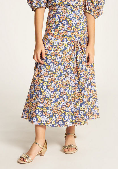 Juniors Floral Print Skirt with Elasticised Waistband