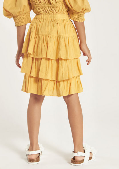 Juniors Solid Tiered Skirt with Elasticated Waistband