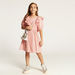 Juniors Printed Square Neck Dress with Short Sleeves and Ruffle Detail-Dresses%2C Gowns and Frocks-thumbnail-0