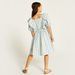 Juniors Striped A-line Dress with Ruffles and Puff Sleeves-Dresses%2C Gowns and Frocks-thumbnailMobile-3