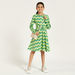 Juniors Printed Round Neck Dress with Long Sleeves and Knot Detail-Dresses%2C Gowns and Frocks-thumbnailMobile-0
