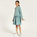 Juniors Textured High Neck Dress with Long Sleeves and Bow Accent-Dresses%2C Gowns and Frocks-thumbnail-1