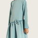 Juniors Textured High Neck Dress with Long Sleeves and Bow Accent-Dresses%2C Gowns and Frocks-thumbnailMobile-2