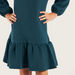 Juniors Textured Peter Pan Collar Dress with Long Sleeves and Flounce Hemline-Dresses%2C Gowns and Frocks-thumbnail-2