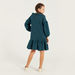 Juniors Textured Peter Pan Collar Dress with Long Sleeves and Flounce Hemline-Dresses%2C Gowns and Frocks-thumbnail-3