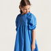 Juniors Textured Dress with Round Neck and Short Puff Sleeves-Dresses%2C Gowns and Frocks-thumbnail-2