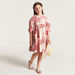 Juniors All Over Print Dress with Round Neck and Short Raglan Sleeves-Dresses%2C Gowns and Frocks-thumbnailMobile-0