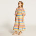 Juniors Striped Off-Shoulder Tiered Dress with Short Sleeves-Dresses%2C Gowns and Frocks-thumbnail-1