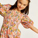 Juniors Floral Print Maxi Dress with Shirred Detail and Puff Sleeves-Dresses%2C Gowns and Frocks-thumbnail-2