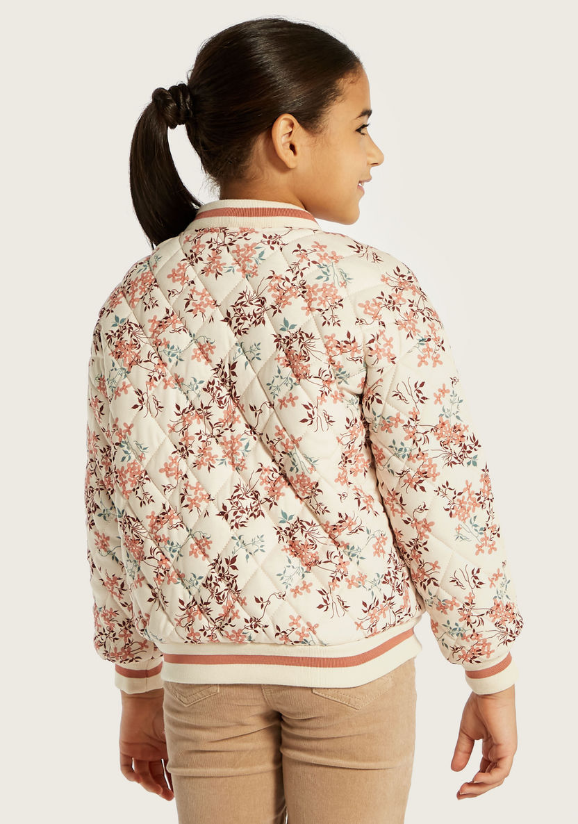 Juniors Floral Print Long Sleeves Jacket with Button Closure and Pockets-Coats and Jackets-image-4