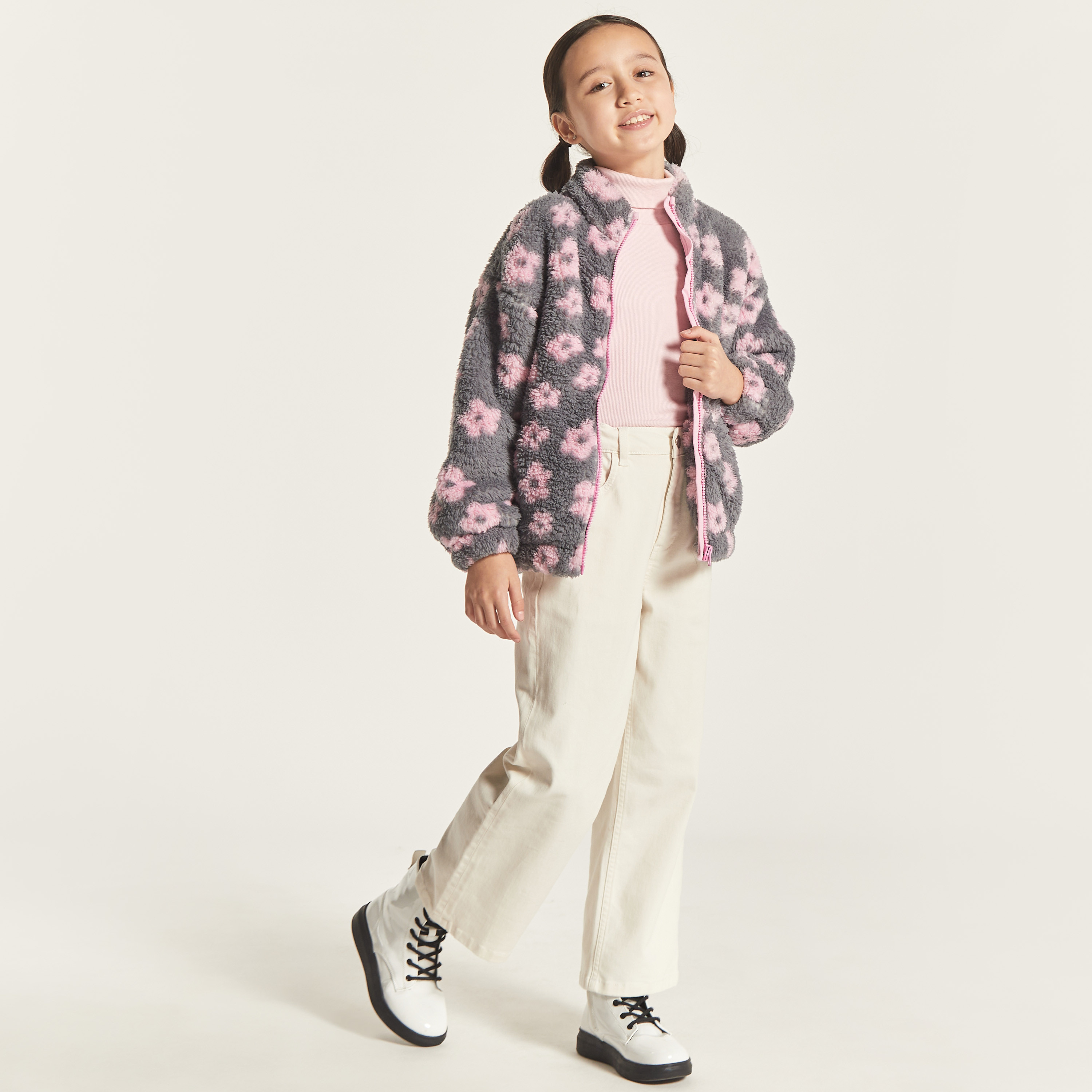 Buy Juniors Floral Print Jacket with Long Sleeves Online