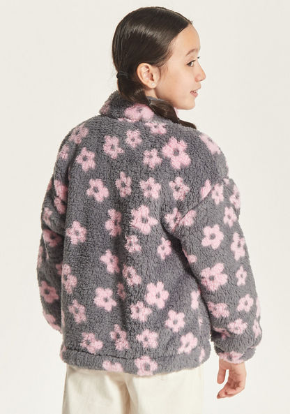 Juniors Floral Print Jacket with Long Sleeves