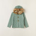 Juniors Long Sleeves Cardigan with Faux Fur Lined Hood and Button Closure-Sweaters and Cardigans-thumbnailMobile-0