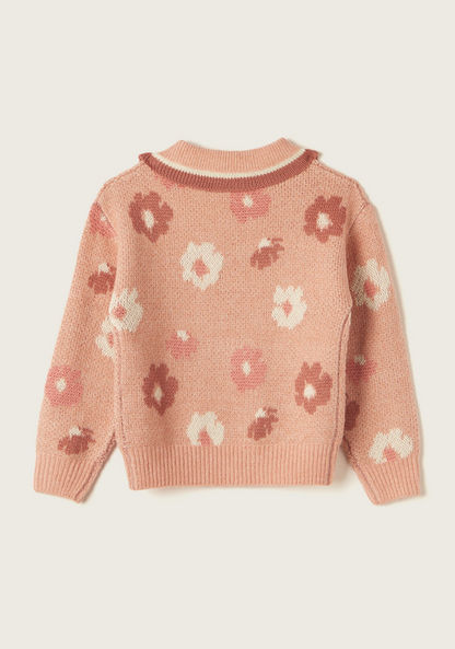 Juniors Floral Textured Pullover with Peter Pan Collar