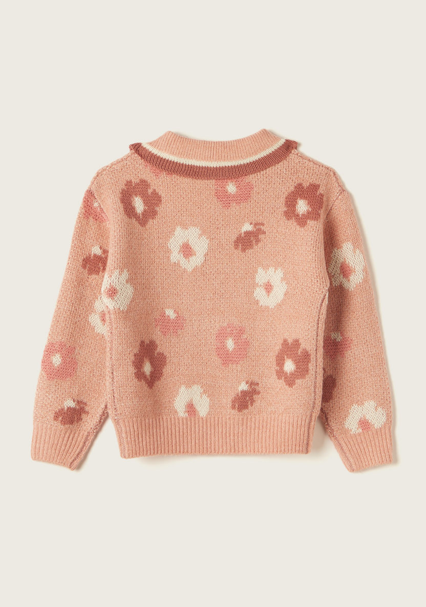 Juniors Floral Textured Pullover with Peter Pan Collar-Sweaters and Cardigans-image-3
