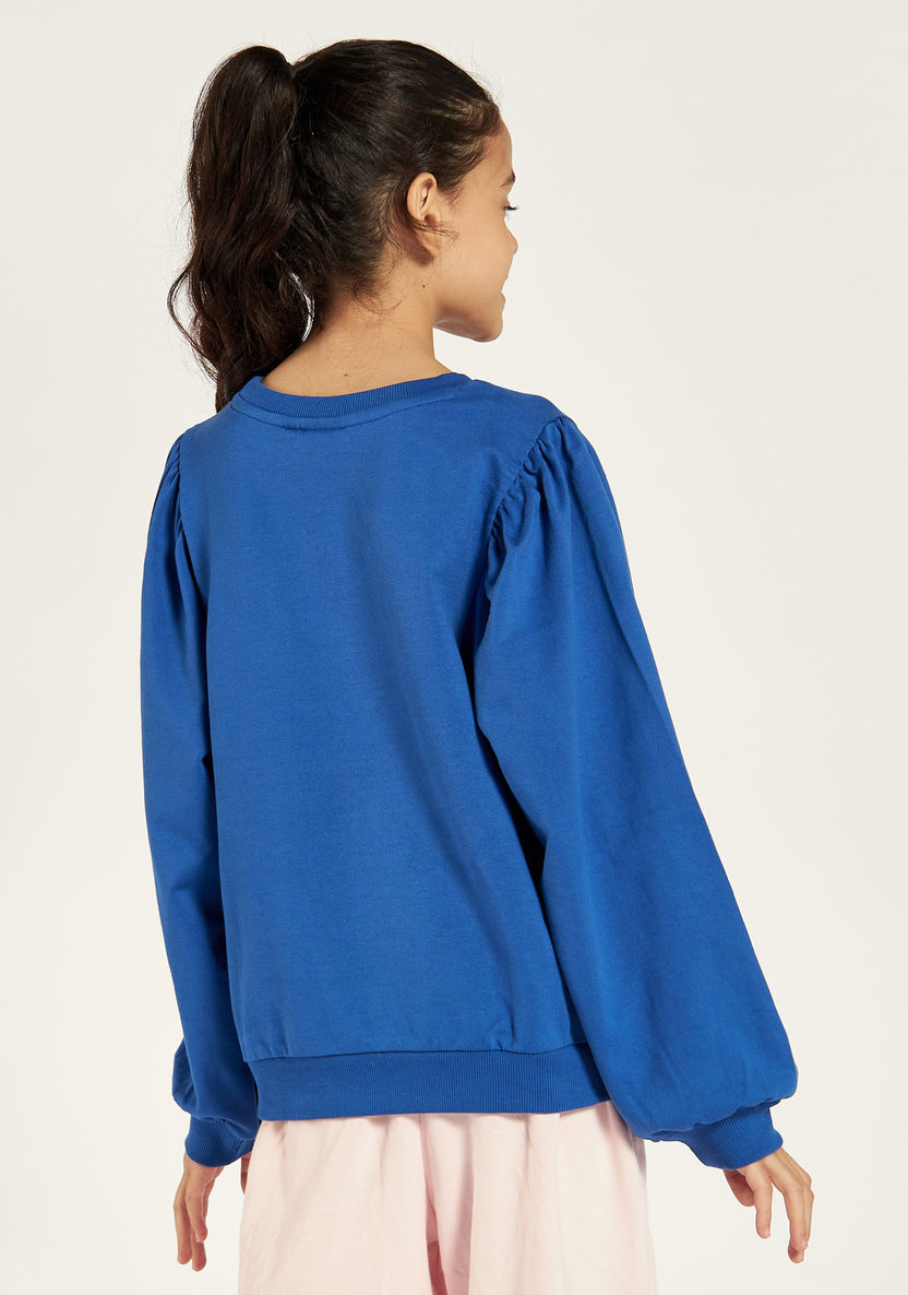 Juniors Embellished Sweatshirt with Round Neck and Long Sleeves-Sweatshirts-image-3