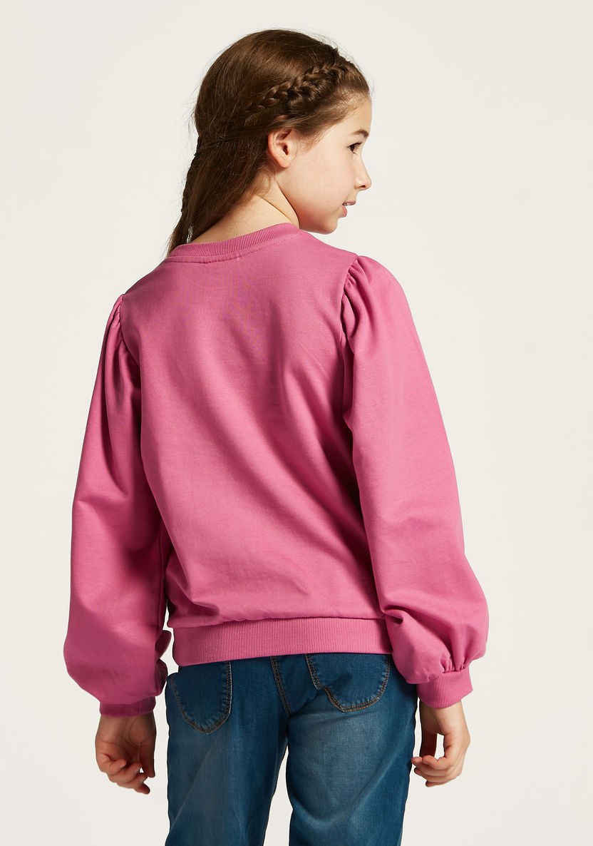 Juniors Sequin Embellished Sweatshirt with Long Sleeves-Sweatshirts-image-3