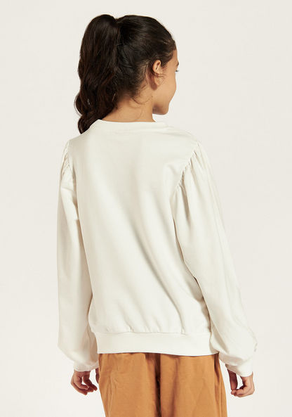 Juniors Embellished Sweatshirt with Round Neck and Long Sleeves-Sweatshirts-image-3