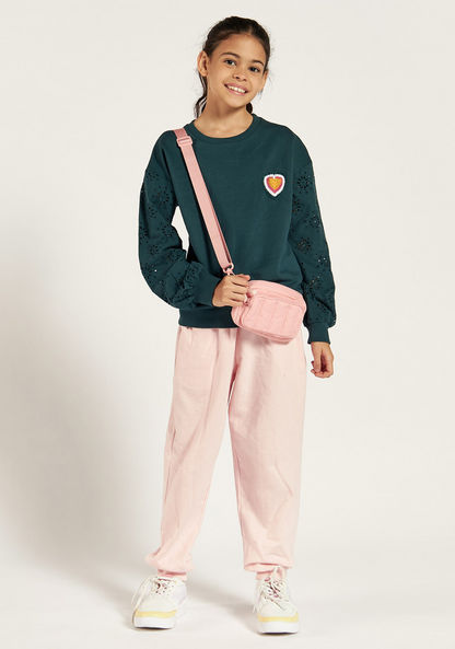 Juniors Embellished Sweatshirt with Round Neck and Long Sleeves-Sweatshirts-image-0