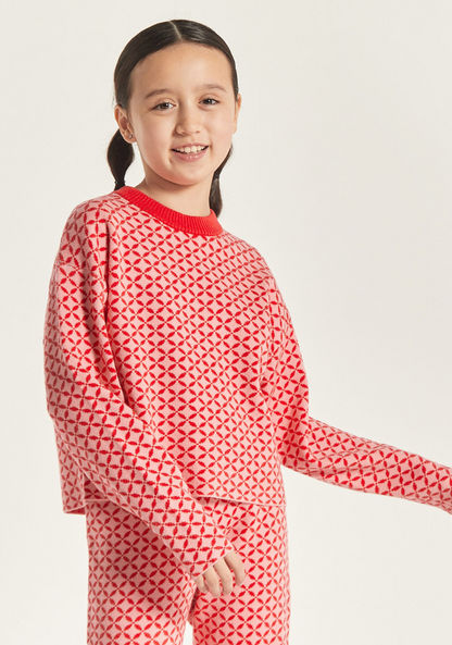 Juniors Printed Long Sleeves Sweater and Pants Set-Clothes Sets-image-2