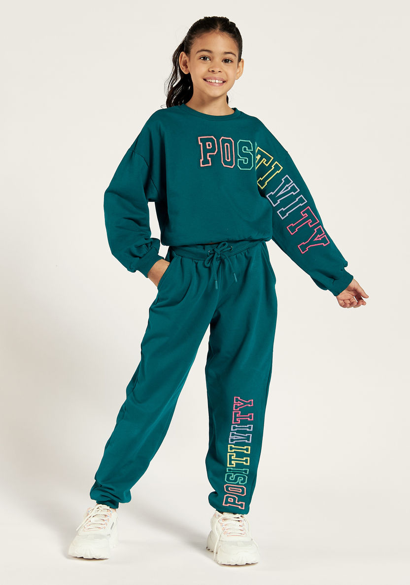 Juniors Printed Sweatshirt and Jog Pants Set-Clothes Sets-image-1