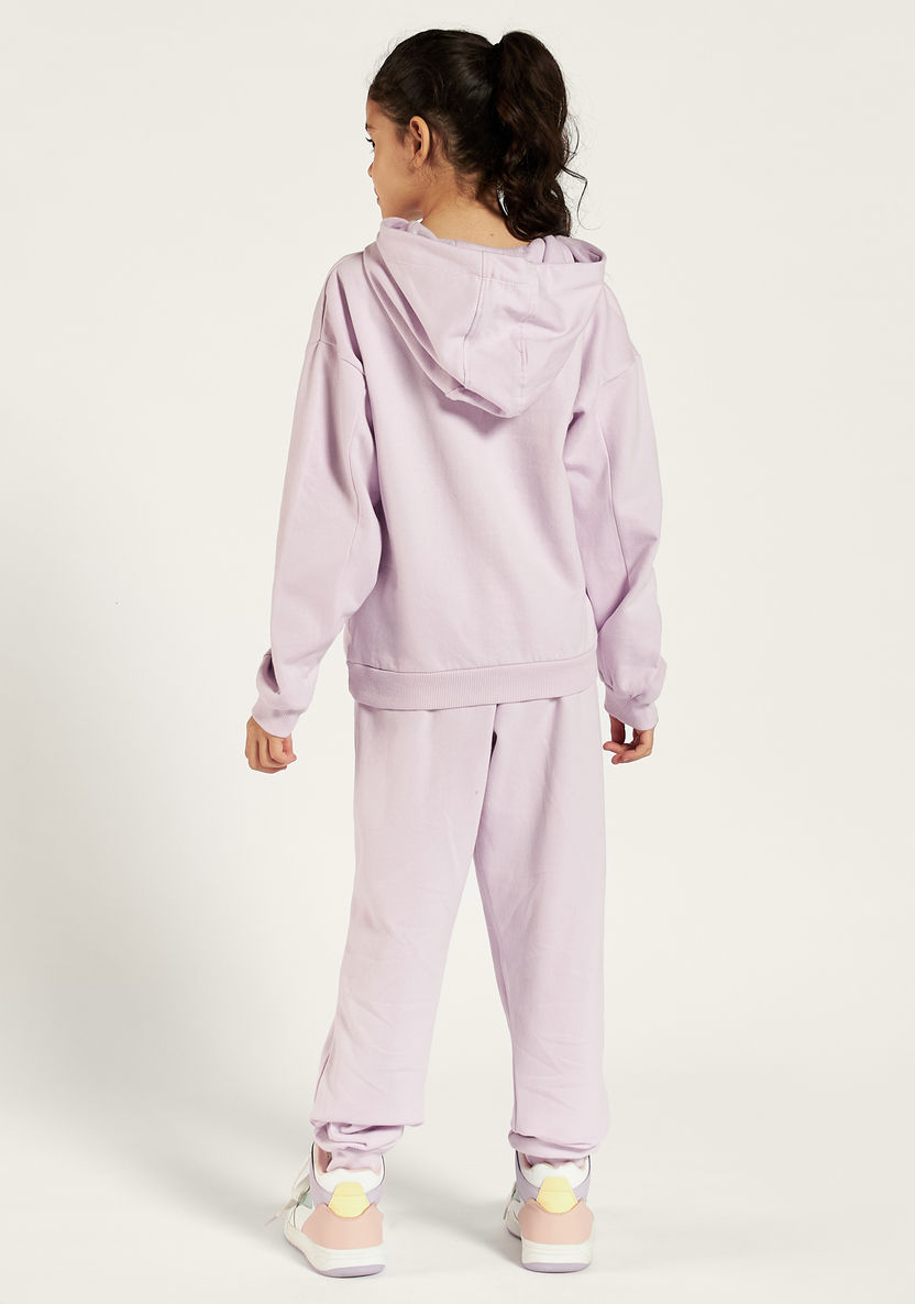 Juniors Printed Hooded Sweatshirt and Jog Pant Set-Clothes Sets-image-4