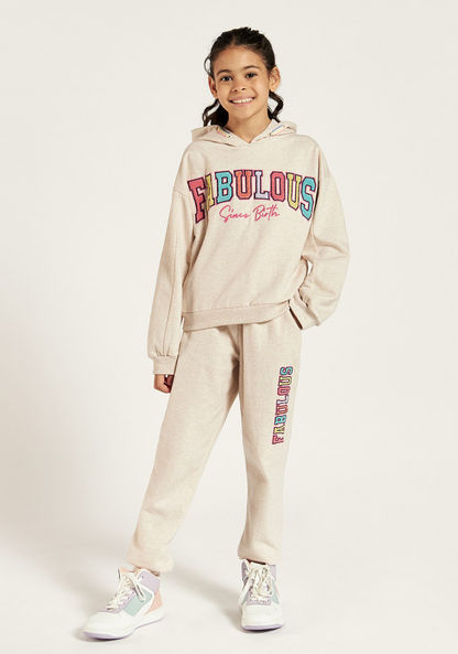 Juniors Typographic Detail Hoodie and Jogger Set-Clothes Sets-image-1