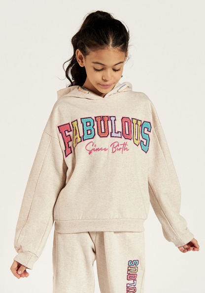 Juniors Typographic Detail Hoodie and Jogger Set-Clothes Sets-image-2