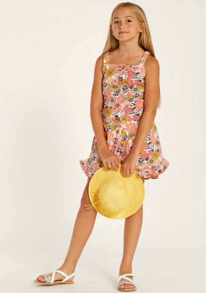 Juniors Floral Print Sleeveless Top and Shorts Set-Clothes Sets-image-0