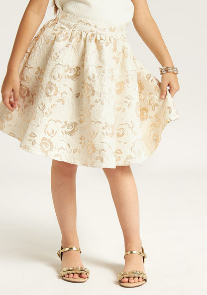 Juniors Embroidered Skirt with Zip Closure-Skirts-image-0